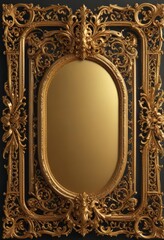 Intricate gold scrollwork, royal retro frame  Elegant details , baroque, details