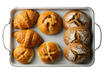 Set of various bread in casserole on transparent background