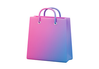 Gradient Pink Blue Shopping Bag Retail Branding Mockup on Transparent background