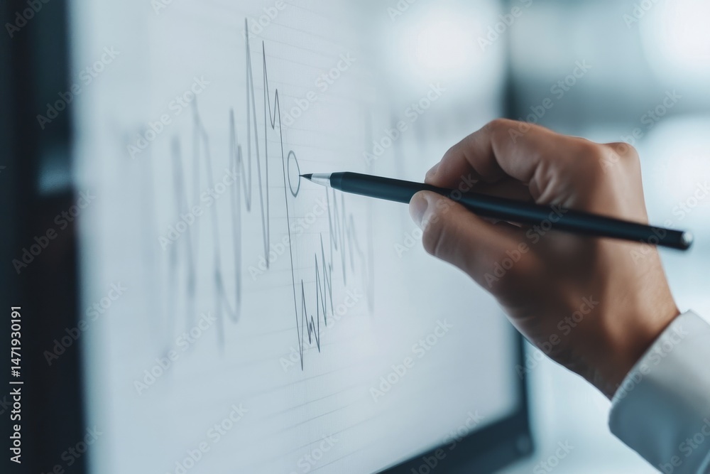 Poster remote work in a virtual space with high efficiency. analyzing data trends with a digital pen on a t