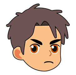 Cartoon Man Face Make Angry Expression Digital Vectors Illustration 