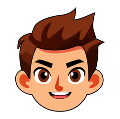 Cartoon Man Face Brown Hair Digital Vectors Illustration