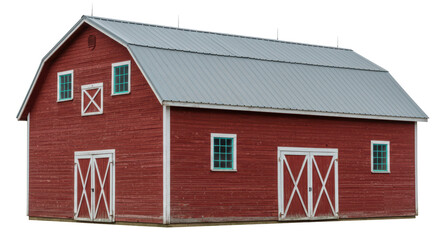 Isolated Red Farmhouse