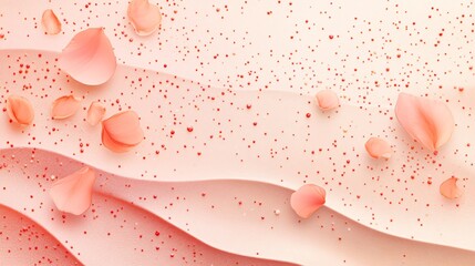 Pointillist-inspired layers in coral pink and pastel peach plain background