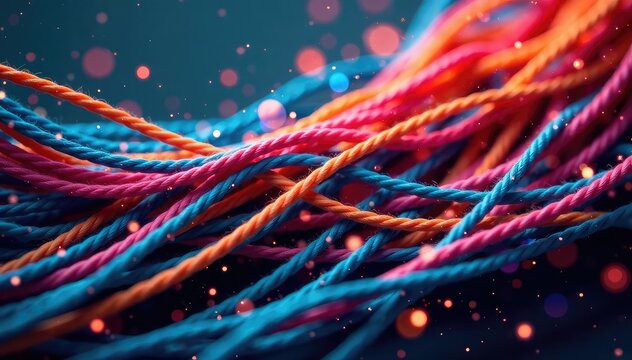 Abstract string art background, vibrant colors, tangled threads Perfect for website banners, posters, and social media , pattern, web