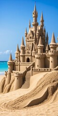 Sand castle sculpture made of sand
