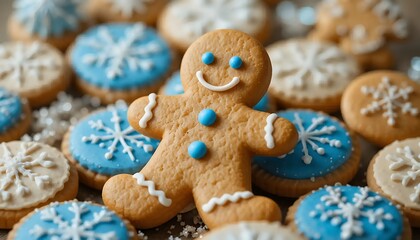 Gingerbread man and snowflake cookie