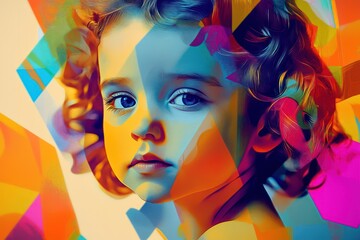 Pop Art Portrait of Child in Bold Colors