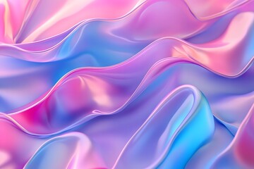 Fototapeta premium Iridescent Pink Blue Liquid Waves