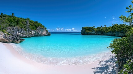 Pristine beach cove with turquoise water