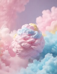 Fototapeta premium Dreamy pastel pink, blue, yellow cotton candy gradient , element, cotton candy