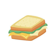 Delicious Cheese Sandwich with Lettuce and Creamy Sauce Illustration