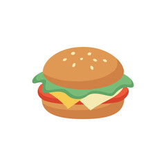 Hamburger Vector Illustration with Cheese and Vegetables