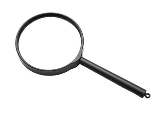 Black Magnifying Glass Icon Search Zoom Investigation Detective Inquiry Exploration Analysis Research Discovery on Transparent background