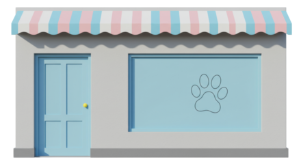 Isolated Small Pet Shop Fa�ade with Paw Print