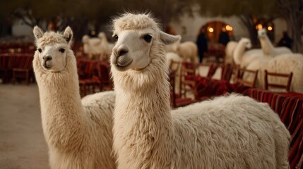 Fototapeta premium Cute Alpaca Portrait. Domestic Animals. Travel Photography.