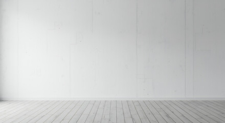 Fototapeta premium Minimalist White Room: Blank Canvas for Design Dreams | Clean Wall & Light Wood Floor Inspiration