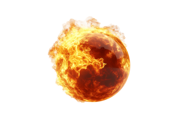 Glowing Ball Burning on Fire isolated on transparent background
