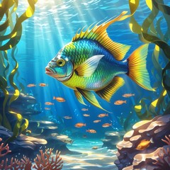 Vibrant Tropical Fish Swimming in a Colorful Coral Reef