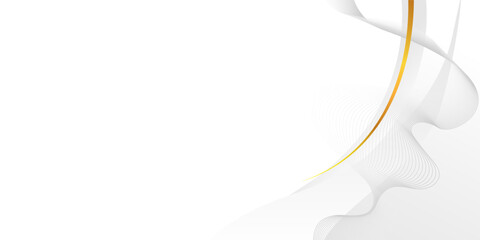 Elegant Abstract White Background with Golden Curved Lines and Subtle Wave Patterns