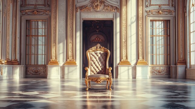 Ornate throne in a grand hall