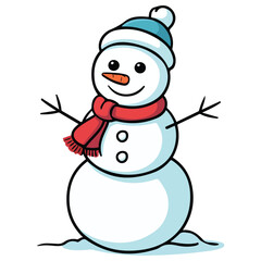 Cartoon snowman winter icon isolated vector illustration on white background