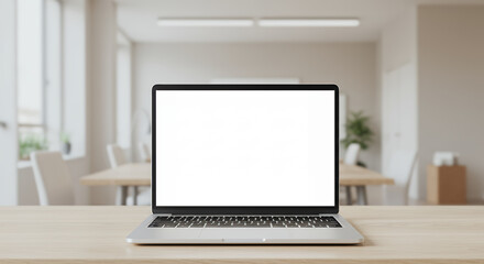 Laptop Mockup: Clean Office Workspace - Showcase Your Website/App Design! Productivity, Technology & Design.