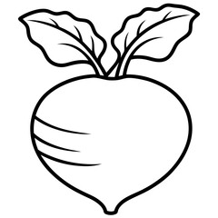 Minimalist Kohlrabi Line Art Vector