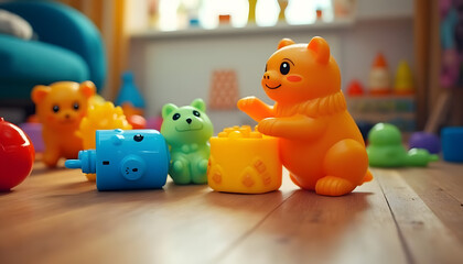 Obraz premium Plastic toys scattered all over the floor 