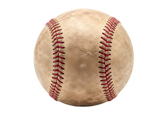Vintage Baseball Worn Leather Baseball CloseUp on Transparent background
