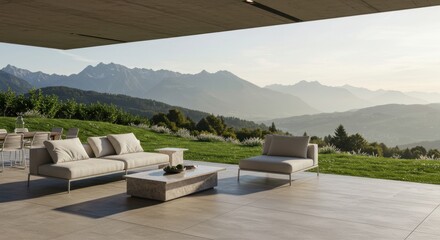 Outdoor patio furniture mountain view