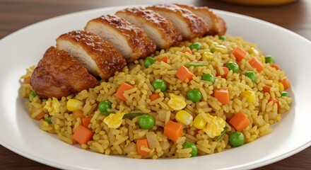 Fried rice with chicken.