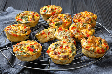 Frittata egg muffins with ground beef and veggies