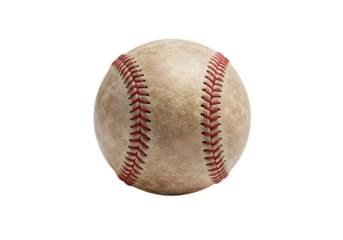 Vintage Baseball Ball Image Worn Leather Texture Baseball Background Sports Equipment on Transparent background