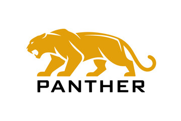 Golden panther logo design for branding and identity