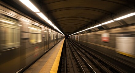 Underground subway train station motion