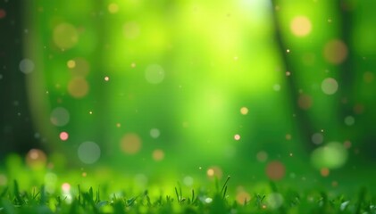 Obraz premium Vibrant confetti bursts against a lush green backdrop Perfect for spring, nature, celebration themes , festive background, fun