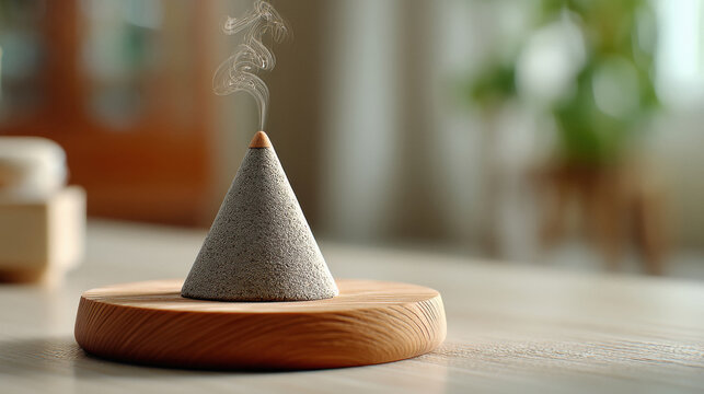 Incense Dhoop Cone on the wooden table