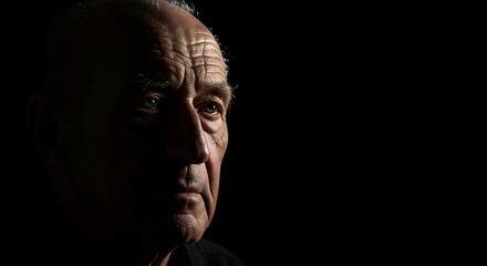 Portrait of Elderly Man in Deep Shadow