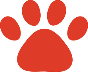 肉球のシルエット　アイコン　犬　猫　赤　Dog and cat paw print.