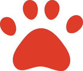 肉球のシルエット　アイコン　犬　猫　赤　Dog and cat paw print.