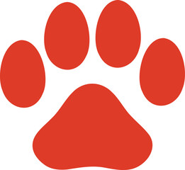 肉球のシルエット　アイコン　犬　猫　赤　Dog and cat paw print.