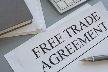 Free Trade Agreement FTA is shown as business concept