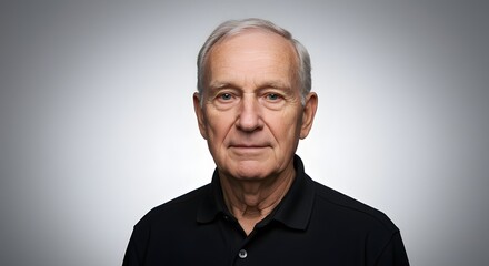 Older Man Portrait with Gray Hair and Black Shirt