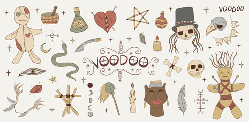 Witchcraft voodoo magic set. Occult, esoteric concept © Viktoriia Patapova 