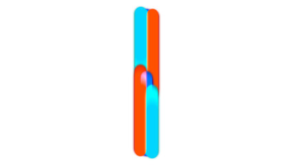 Vibrant abstract design with overlapping lines of red and teal.