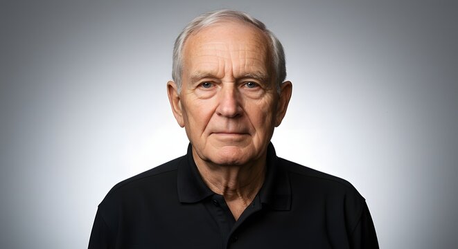 Portrait of Older Man in Black Shirt