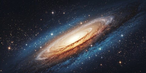 Fototapeta premium Illuminated Spiral Galaxy in the Vastness of Space