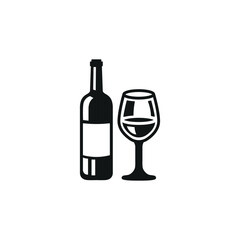 Wine Bottle and Glass icon. Simple Wine Bottle and Glass icon for social media, app and web design. Vector illustration.