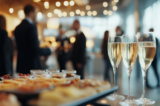 Blurred Business People at Elegant Office Party